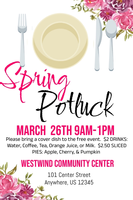 Spring Potluck Template | PosterMyWall