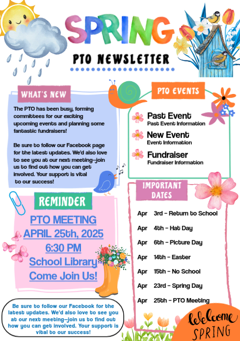 Pto Newsletter Examples Spring PTO Newsletter Template | PosterMyWall