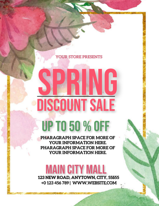 Spring Ad Flyer SPRING RETAIL SALE AD FLYER TEMPLATE | PosterMyWall