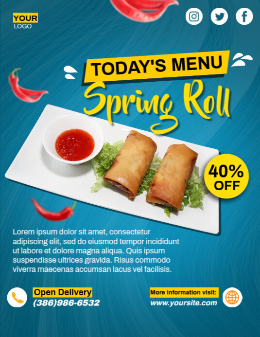 Spring Roll Menu Template | PosterMyWall