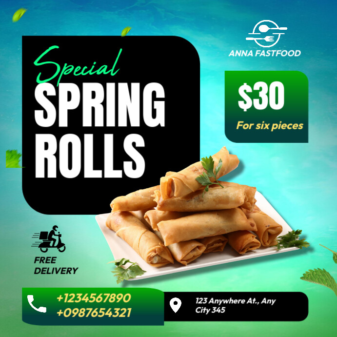Copy of Spring rolls chicken vegetable wrappers restaurant offer sale ...