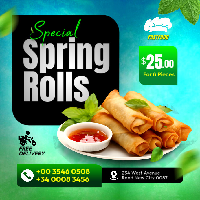 Copy of Spring rolls chicken vegetable wrappers restaurant offer sale ...