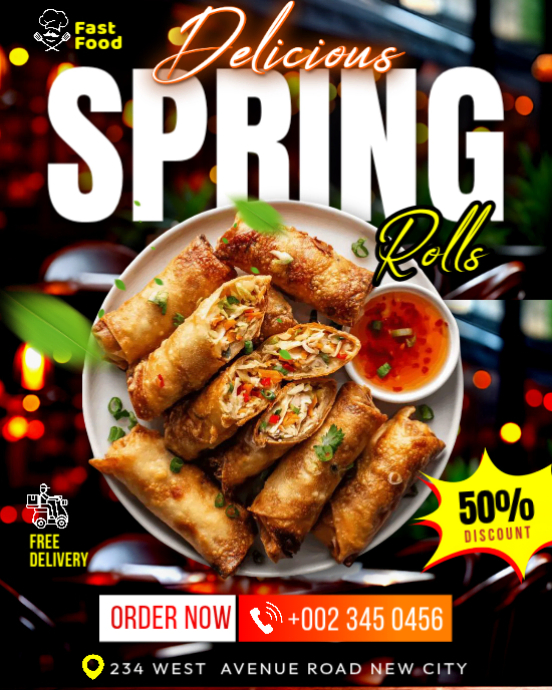 Spring Rolls fried vegetables wrappers food delivery restaurant digital ...