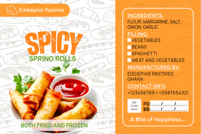Spring Roll Label Plantilla de Spring Rolls label design | PosterMyWall