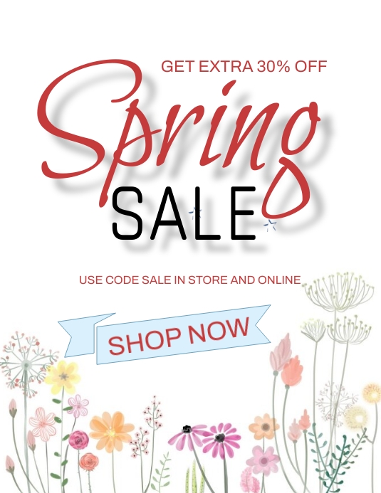 Spring sale, event Løbeseddel (US Letter) template