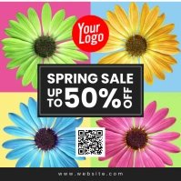 Spring Sale 50% off ad post template flowers Instagram Plasing