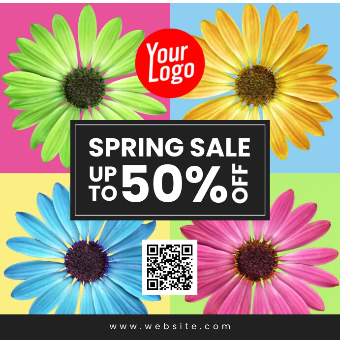 Spring Flowers Advert Spring Sale 50% off ad post template flowers | PosterMyWall