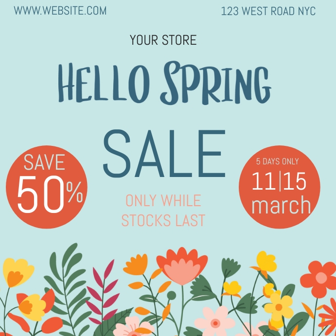 SPRING SALE AD SOCIAL MEDIA TEMPLATE | PosterMyWall