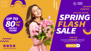 Spring Sale Vidéo de couverture Facebook (16:9) template