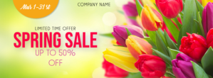 Żółty Spring Sale Facebook-coverfoto Template
