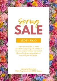 Spring Sale Flowers Poster Flyer Price Off Ad A4 template