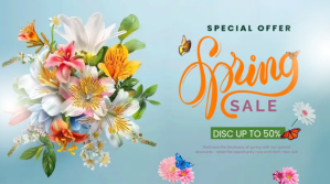 Spring Sale Landscape Promo banner template Præsentation (16:9)