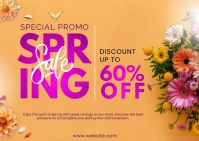 Spring Sale Promo Landscape Banner Template Postkort