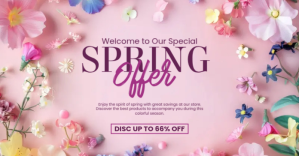 Spring Sale Promo Landscape Banner Template Anúncio do Facebook