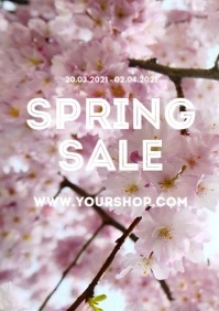 Spring Sale Store Online Shop Flowers Square A4 template