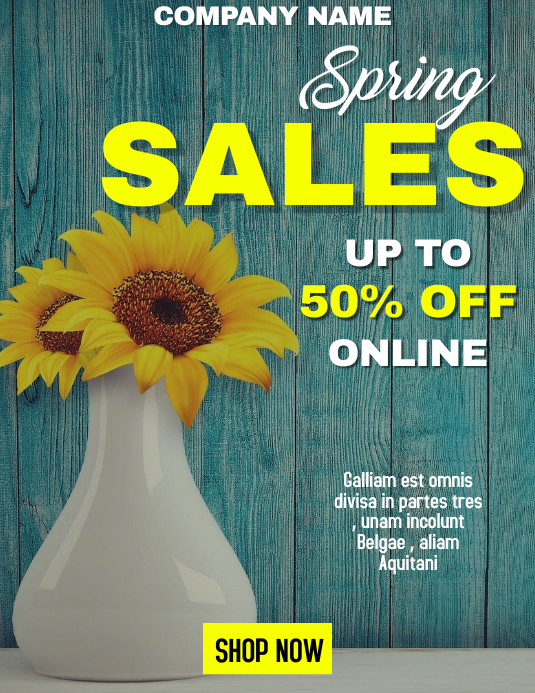 Spring Ad Flyer Spring sales flyer advertisement wooden backg Template | PosterMyWall