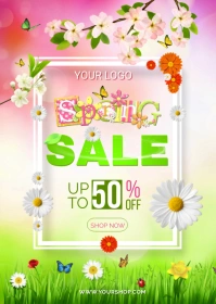 Spring sales flyer A6 template