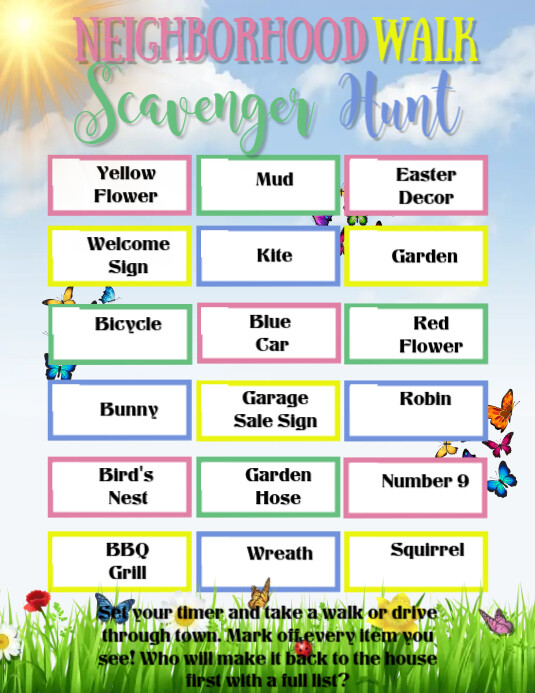 Spring Scavenger Hunt Flyer (US Letter) template