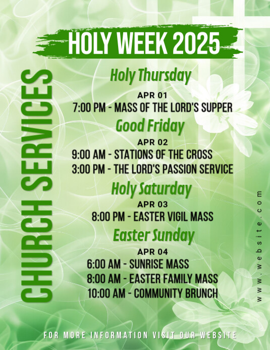 Church schedule,easter schedule,holy week services Flyer (US Letter) template