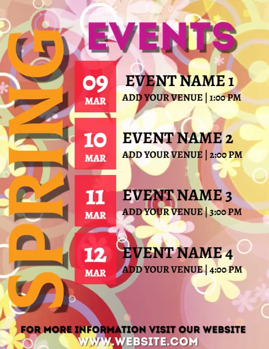 spring schedule, festival, events Template | PosterMyWall