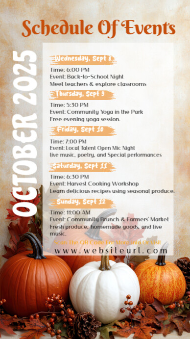 Calendar,September schedule,autumn schedule, event Instagram 快拍 template