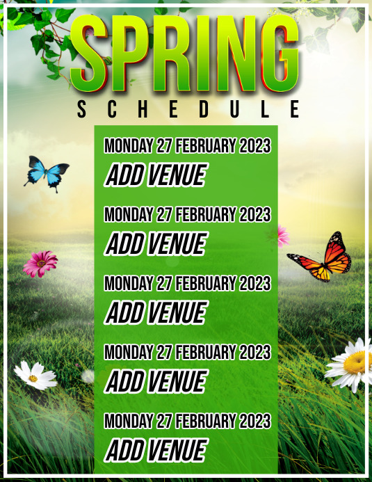 Spring Schedule Flyer Template | PosterMyWall