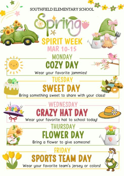 Spring School Spirit Week Flyer Template | PosterMyWall