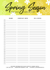 Spring Potluck Sign Up Sheet Template | PosterMyWall