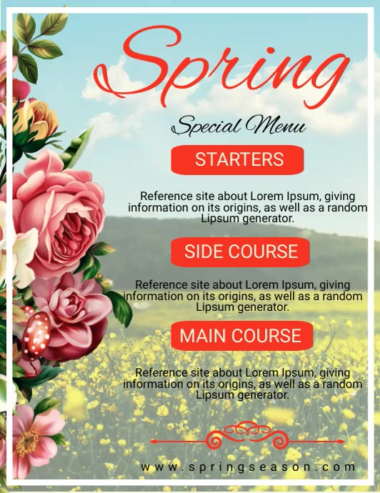 Spring Into Spring Lunch Flyer Spring Special Menu Flyer Template | PosterMyWall