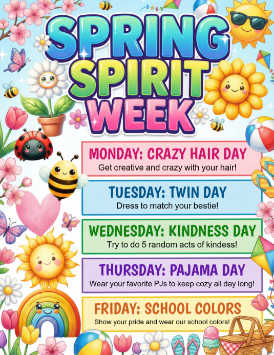 Spring Spirit Week Examples Plantilla de Spring Spirit Week Flyer | PosterMyWall