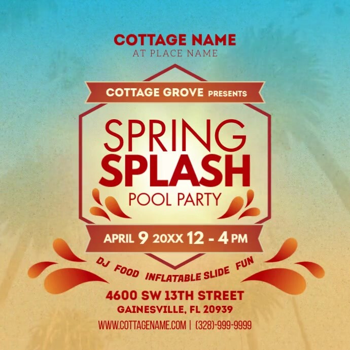 Spring Splash Pool Party Post Template | PosterMyWall