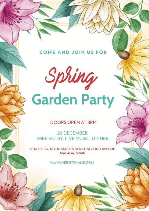 Fun Spring Advertisement Spring/Summer Party Ads Template | PosterMyWall