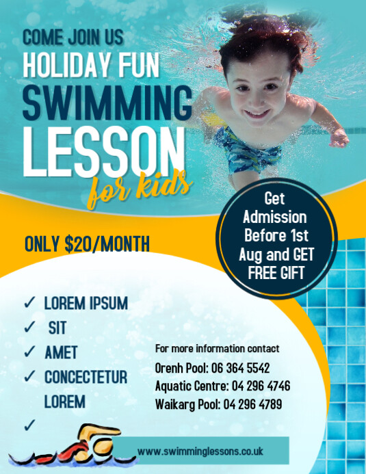 Spring Swim Lessons Flyer Template PosterMyWall