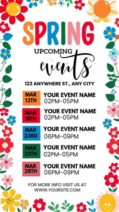 Welcome Spring Event Spring Upcoming Events Template | PosterMyWall
