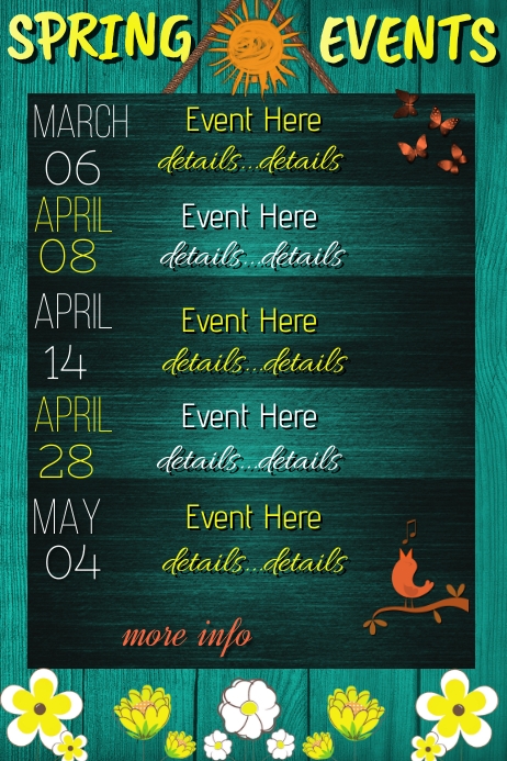 Spring Event Programs Templates Spring Upcoming Events Template | PosterMyWall