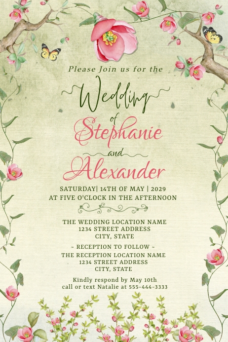 Spring Rose Invite Background Spring Wedding Rose Invitation Template | PosterMyWall