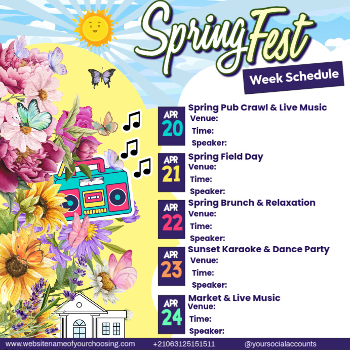 Spring Schedule Format Spring Weekly Schdule Template | PosterMyWall