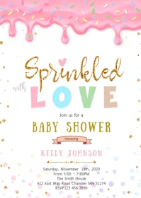 Sprinkle of love baby shower invitation A6 template