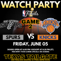 Spurs vs Knicks: NBA Finals Game 2 Watch Party Instagram Post Template Instagram-opslag