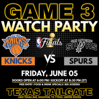 Spurs vs Knicks: NBA Finals Game 3 Watch Party Instagram Post Template Instagram-opslag