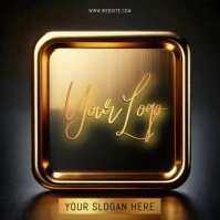 square gold logo design template