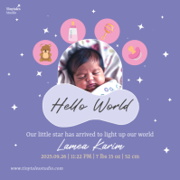 Square Joyful South Asian Baby Announcement Instagram Post template