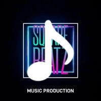 Square Neon Gradient Music Note Logo Maker template