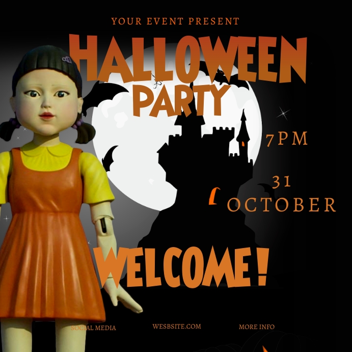 squid game Halloween Castle Party instagram Template PosterMyWall