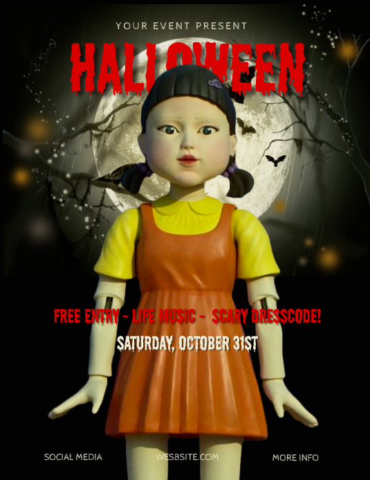 Squid Game Halloween Party Flyer Template PosterMyWall