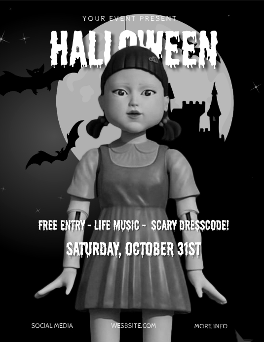 Squid Game Halloween Party Flyer Template PosterMyWall