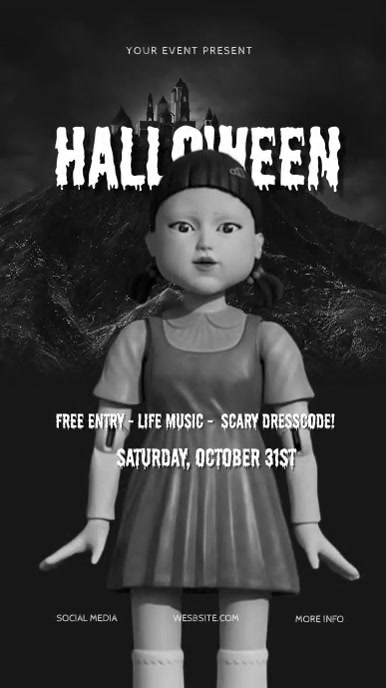 Squid Game Halloween Party Flyer Template História do Instagram