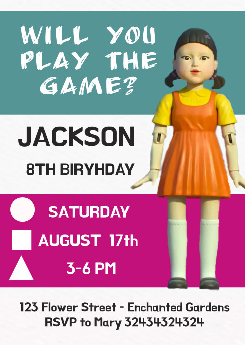 Squid Game Invitations Template PosterMyWall
