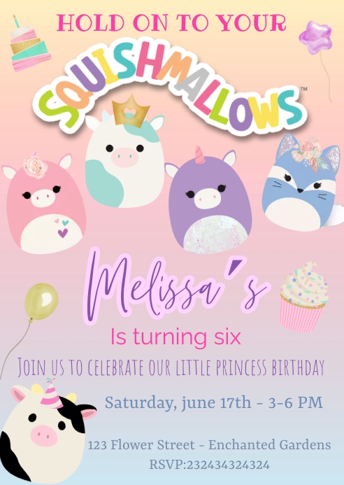 Squishmallows Birthday Invitation Template | PosterMyWall Squishmallows Birthday Invitation Template | PosterMyWall