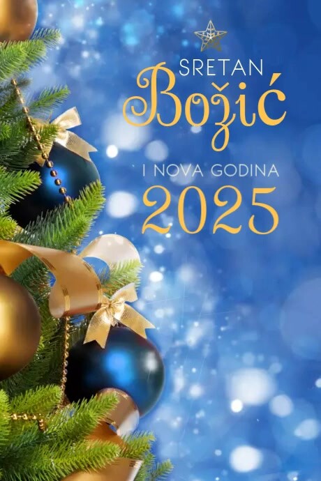 Sretan bozic banner, serbian christmas banner, montenegrin, serbia Plantilla de Feliz Navidad Y Tarjeta de año Nuevo | PosterMyWall